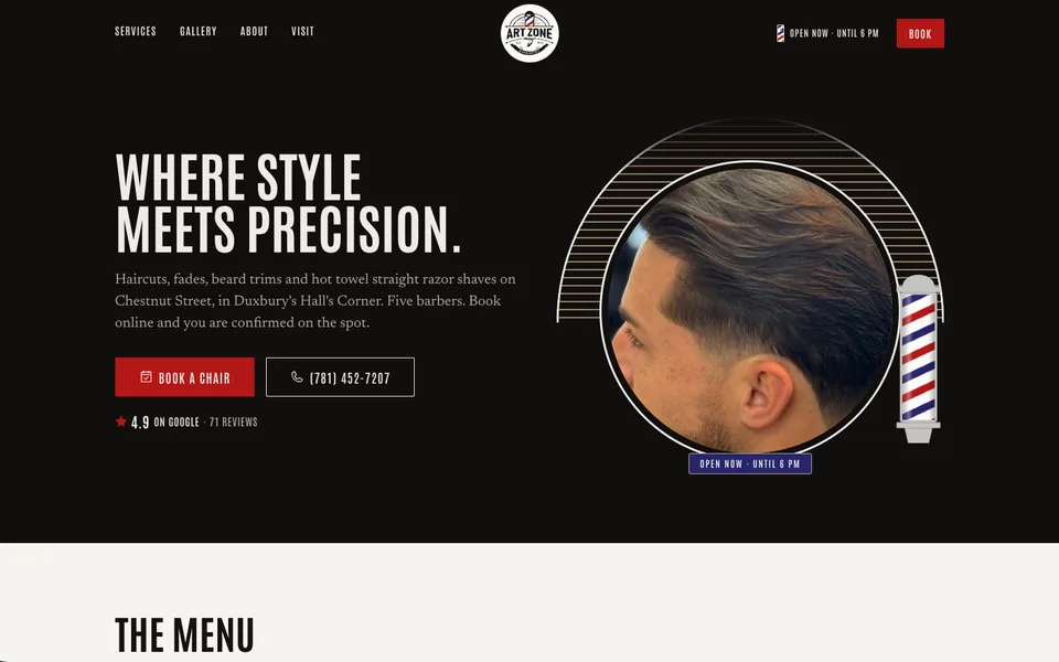 Art Zone Barbering website
