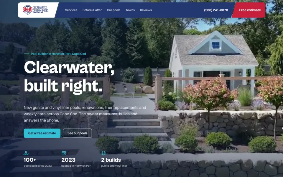 Clearwater Custom Pools website